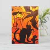 Heksenfeest Heks met een Zwarte Kat Feestdagenkaart (Staand voorkant)