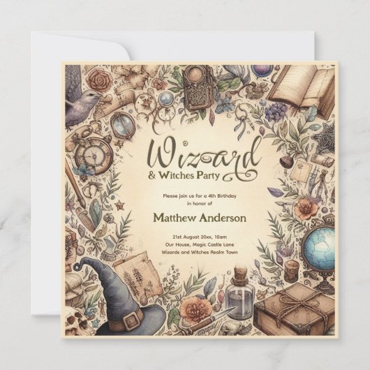 Heksenfeest Toverachtige Antieke Toverstokken Hoge Kaart (Voorkant)