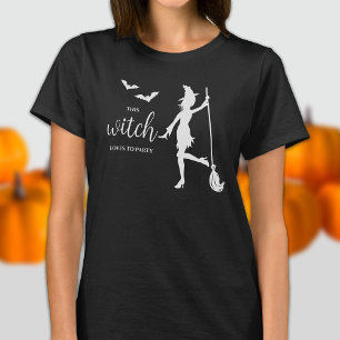 Heksenfeesten met een bezem en vleermuizen Hallowe T-shirt