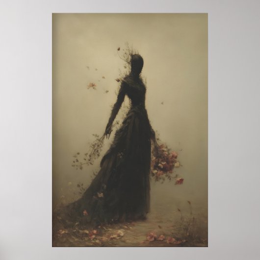 Heksenfiguur met bloemen die oplost poster (Voorkant)