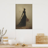 Heksenfiguur met bloemen die oplost poster (Keuken)