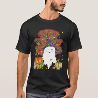 Heksengeest Kat Pompoen Koffieliefhebber Fall Leav T-shirt