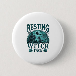 Heksengezicht Halloween Spokenhuis Ketel Ronde Button 5,7 Cm
