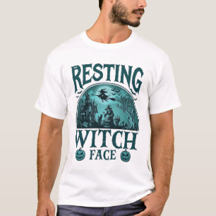 Heksengezicht Halloween Spokenhuis Ketel T-shirt