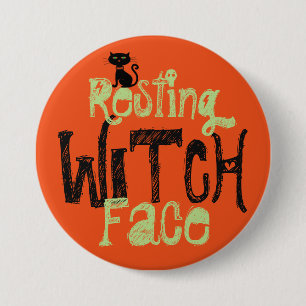 Heksengezicht in rust Halloween knop Ronde Button 7,6 Cm