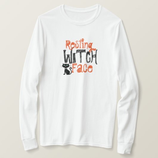 Heksengezicht in rust lange mouwen T-shirt (Design voorkant)