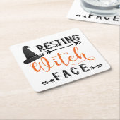 heksengezicht rust kartonnen onderzetters (Schuin)