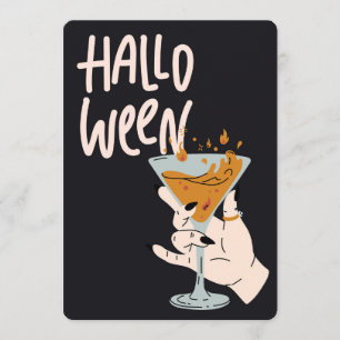 Heksenhand die brandende drank vasthoudt Halloween Feestdagenkaart