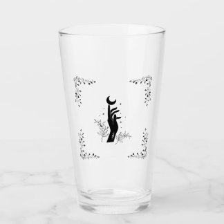 Heksenhand met maan- en bloemenrand glas
