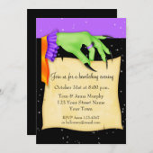 Heksenhand met papier Halloween uitnodiging (Voorkant / Achterkant)