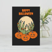 Heksenhanden met pompoen halloween feestdagenkaart (Staand voorkant)