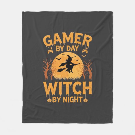 Heksenheks Halloween-gamingontwerp Fleece Deken (Voorkant)