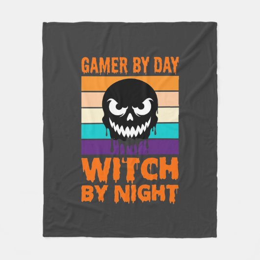 Heksenheks Halloween Retro Schedel Gamer Fleece Deken (Voorkant)