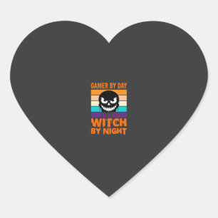 Heksenheks Halloween Retro Schedel Gamer Hart Sticker