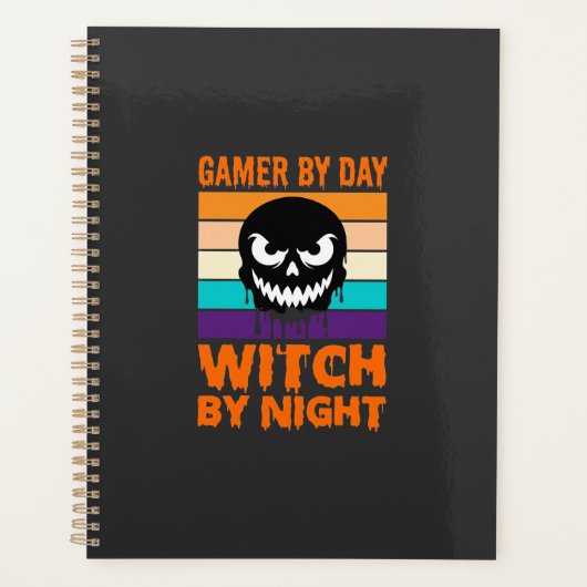 Heksenheks Halloween Retro Schedel Gamer Planner (Voorkant)
