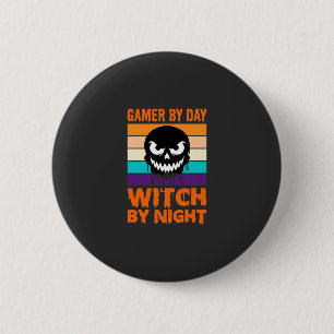 Heksenheks Halloween Retro Schedel Gamer Ronde Button 5,7 Cm