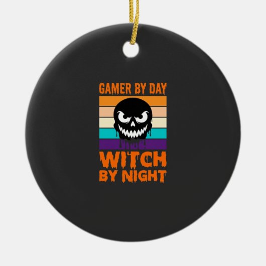 Heksenheks Halloween Retro Schedel Keramisch Ornament (Voorkant)