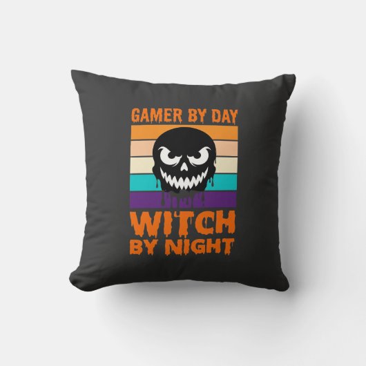 Heksenheks Halloween Retro Schedel Kussen (Voorkant)