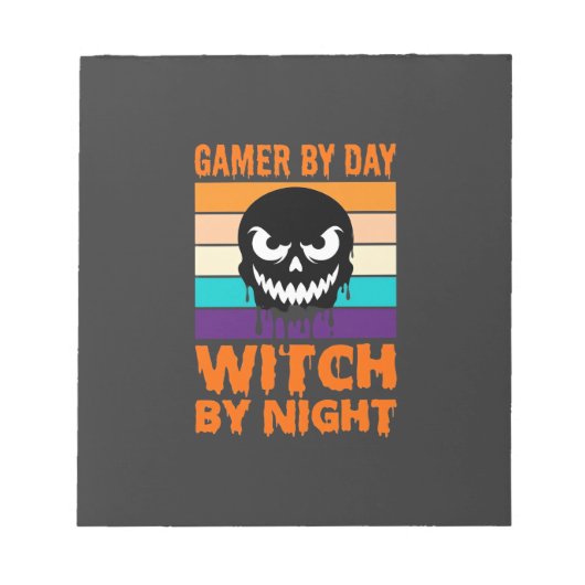 Heksenheks Halloween Retro Schedel Notitieblok (Voorkant)