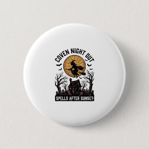 Heksenhemd met spookhuis Halloween  Ronde Button 5,7 Cm