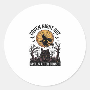 Heksenhemd met spookhuis uit de vintage kledingwin ronde sticker