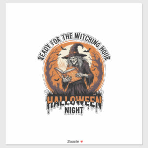 Heksenhemd voor Halloween Vintage toverboek Lezen  Sticker