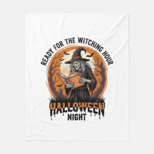 Heksenhemd voor Halloween Vintage toverboek lezend Fleece Deken