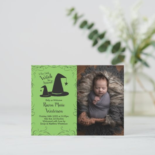Heksenhoed Baby Shower Halloween Briefkaart (Staand voorkant)