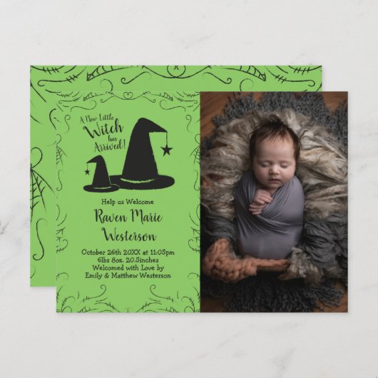Heksenhoed Baby Shower Halloween Briefkaart (Voorkant / Achterkant)