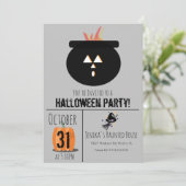 Heksenhoed Bezem Halloween Ketel Feest Uitnodiging (Staand voorkant)