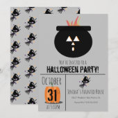 Heksenhoed Bezem Halloween Ketel Feest Uitnodiging (Voorkant / Achterkant)