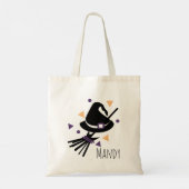 Heksenhoed Bezem Oranje Groene Snoep Boodschappent Tote Bag (Achterkant)