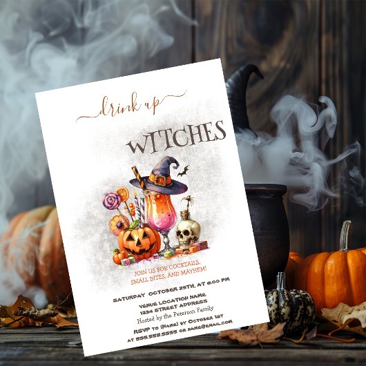 Heksenhoed Cocktail Pompoen Halloween Kaart