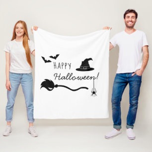 Heksenhoed en bezem met spin en vleermuizen Hallow Fleece Deken