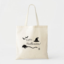 Heksenhoed en Bezem met Spin en Vleermuizen Hallow Tote Bag