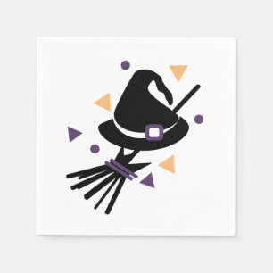 Heksenhoed en bezem voor Halloween Confetti Servet