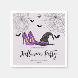 Heksenhoed En Schoenen Lila Vrouwen Halloween Fees Servet
