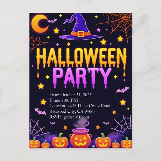 Heksenhoed Halloween-feest Briefkaart (Voorkant)