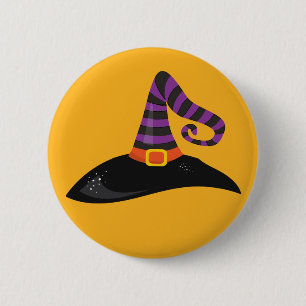 Heksenhoed Halloween Oranje Zwart Paars Cartoon Ronde Button 5,7 Cm