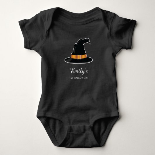 Heksenhoed Kind eerste Halloween met elke naam Romper (Voorkant)