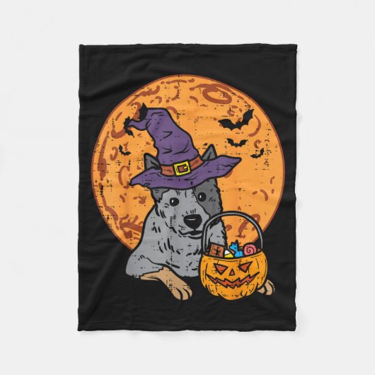 Heksenhoed Maan Jack O Lantern Halloween Heeler Fleece Deken (Voorkant)