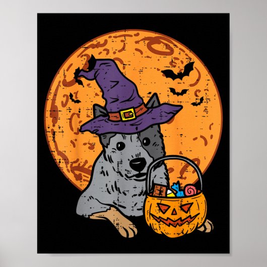 Heksenhoed Maan Jack O Lantern Halloween Heeler Poster (Voorkant)
