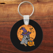Heksenhoed Maan Jack O Lantern Halloween Heeler Sleutelhanger (Voorkant)