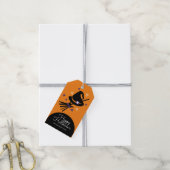 Heksenhoed oranje Halloween snoepgoed Cadeaulabel (Met Touw)
