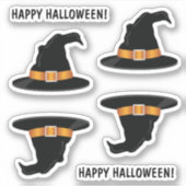 Heksenhoed Oranje Heksenhoed Gelukkig Halloween Te Sticker (Voorkant)