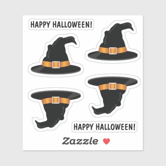 Heksenhoed Oranje Heksenhoed Gelukkig Halloween Te Sticker (Vel)