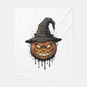 Heksenhoed Pompoen Halloween Grafisch_1 Fleece Deken