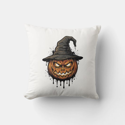 Heksenhoed Pompoen Halloween Grafisch_1 Kussen (Voorkant)