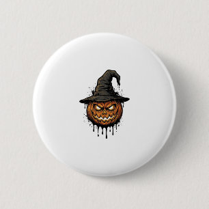 Heksenhoed Pompoen Halloween Grafisch_1 Ronde Button 5,7 Cm