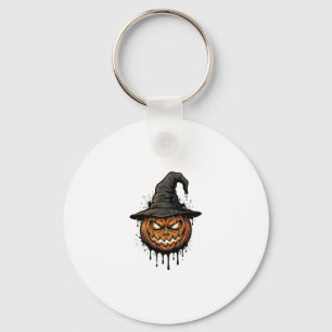 Heksenhoed Pompoen Halloween Grafisch_1 Sleutelhanger